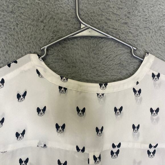 Torrid womens 1 button up sheer roll tab novelty puppy geometric lightweight - Picture 7 of 10